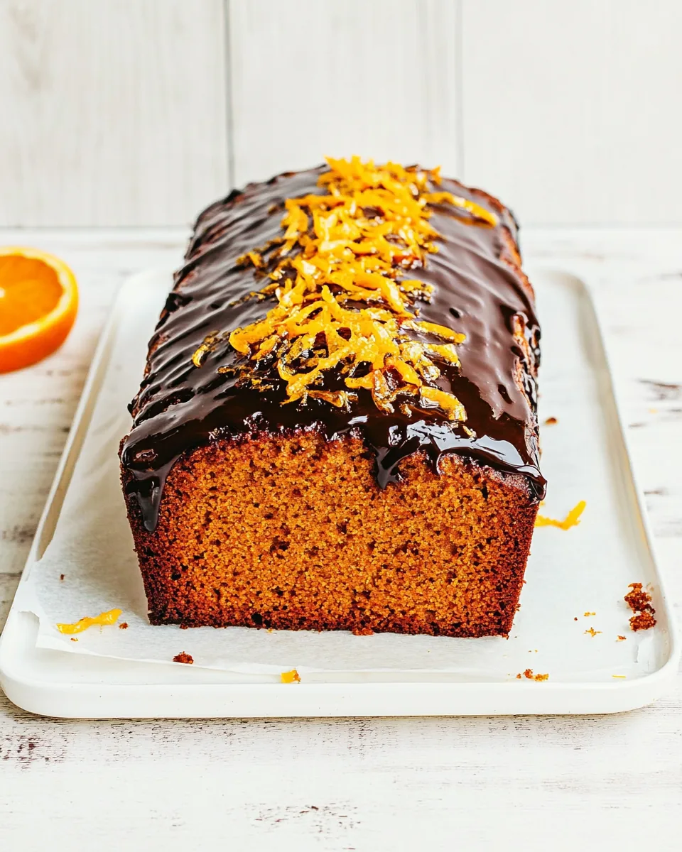 Paleo Orange Kissed Loaf with Dark Chocolate Glaze