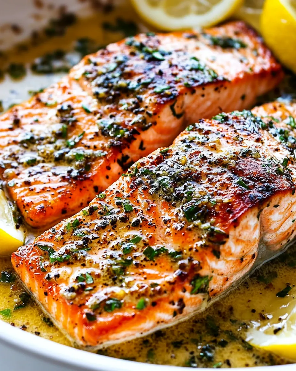 Pan Seared Salmon with Lemon Garlic Butter Sauce