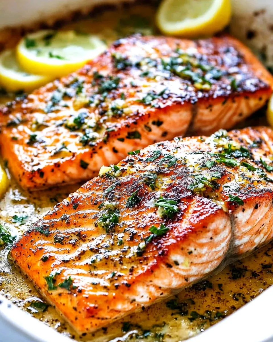 Pan Seared Salmon with Lemon Garlic Butter Sauce
