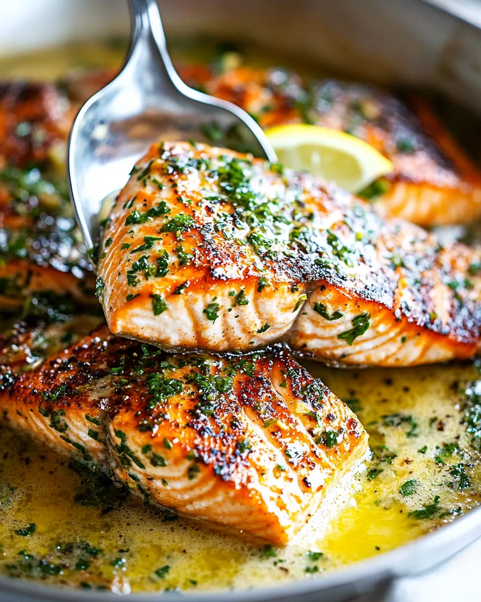 Pan Seared Salmon with Lemon Garlic Butter Sauce