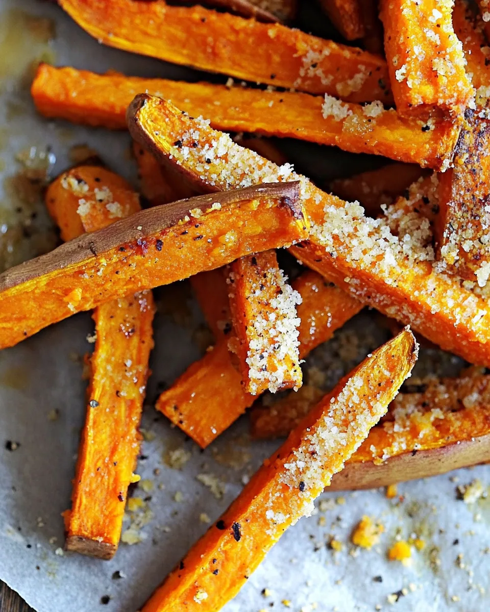 Parmesan and Garlic Baked Sweet Potato Fries