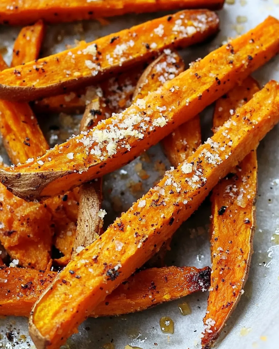 Parmesan and Garlic Baked Sweet Potato Fries