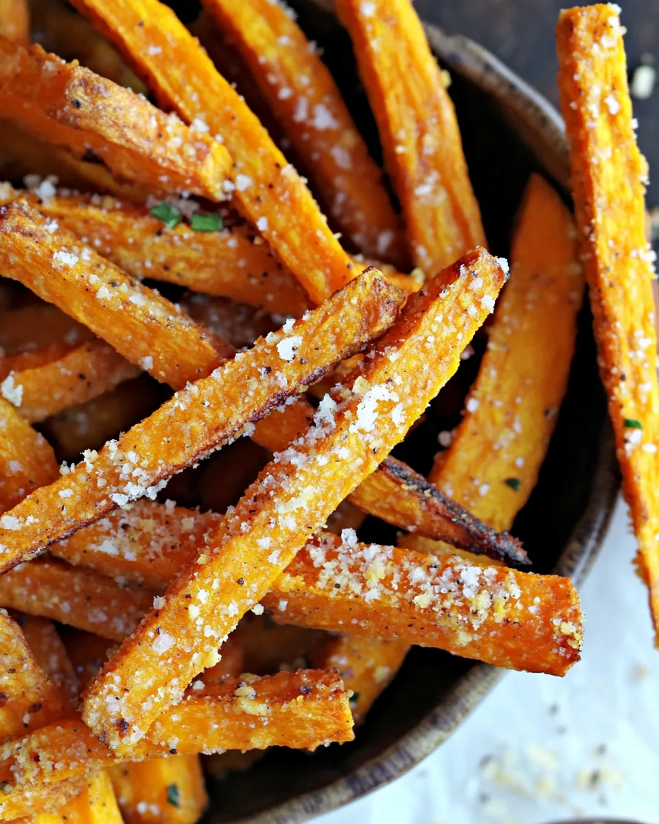 Parmesan and Garlic Baked Sweet Potato Fries