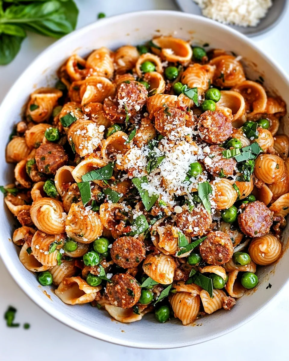 Pasta with Turkey Sausage and Peas