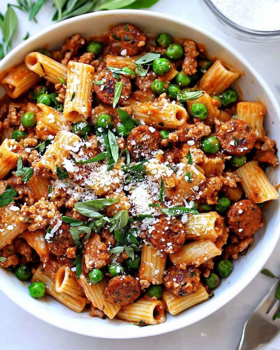 Pasta with Turkey Sausage and Peas