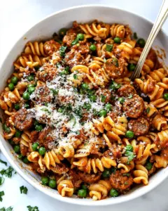 Pasta with Turkey Sausage and Peas