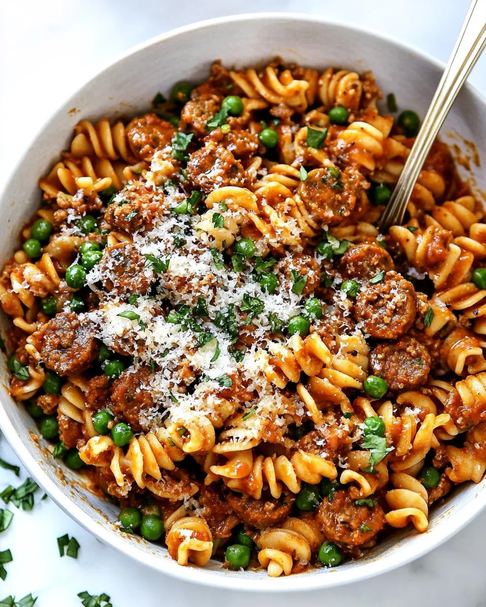 Pasta with Turkey Sausage and Peas