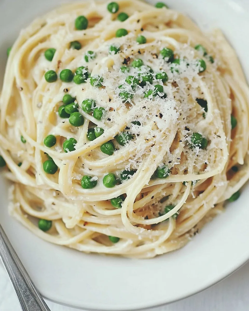 Pea Pasta with Shallot Cream Sauce
