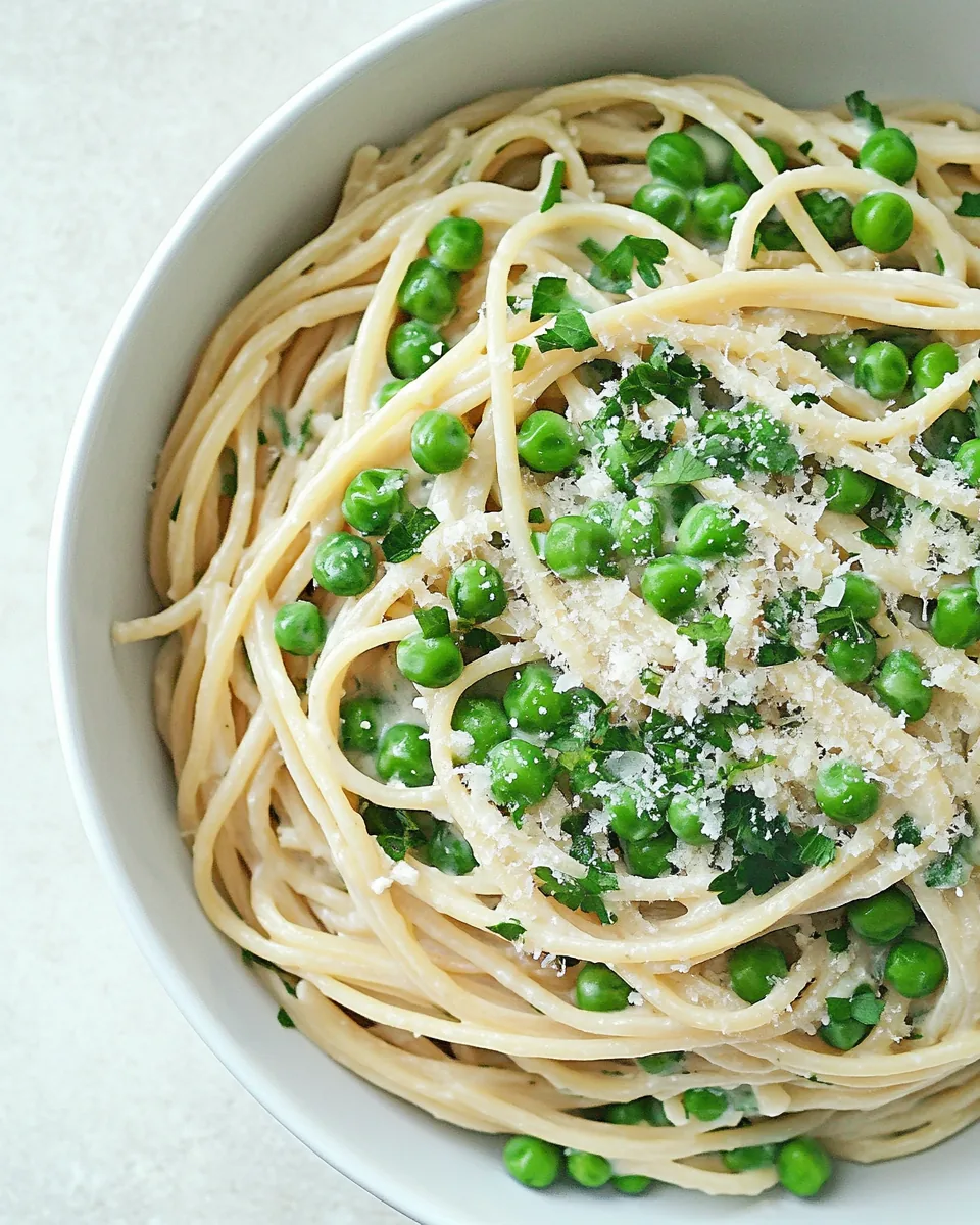 Pea Pasta with Shallot Cream Sauce