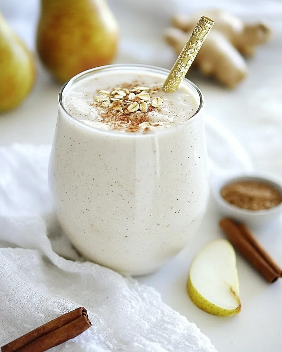 Pear Ginger Cinnamon Oat Smoothie