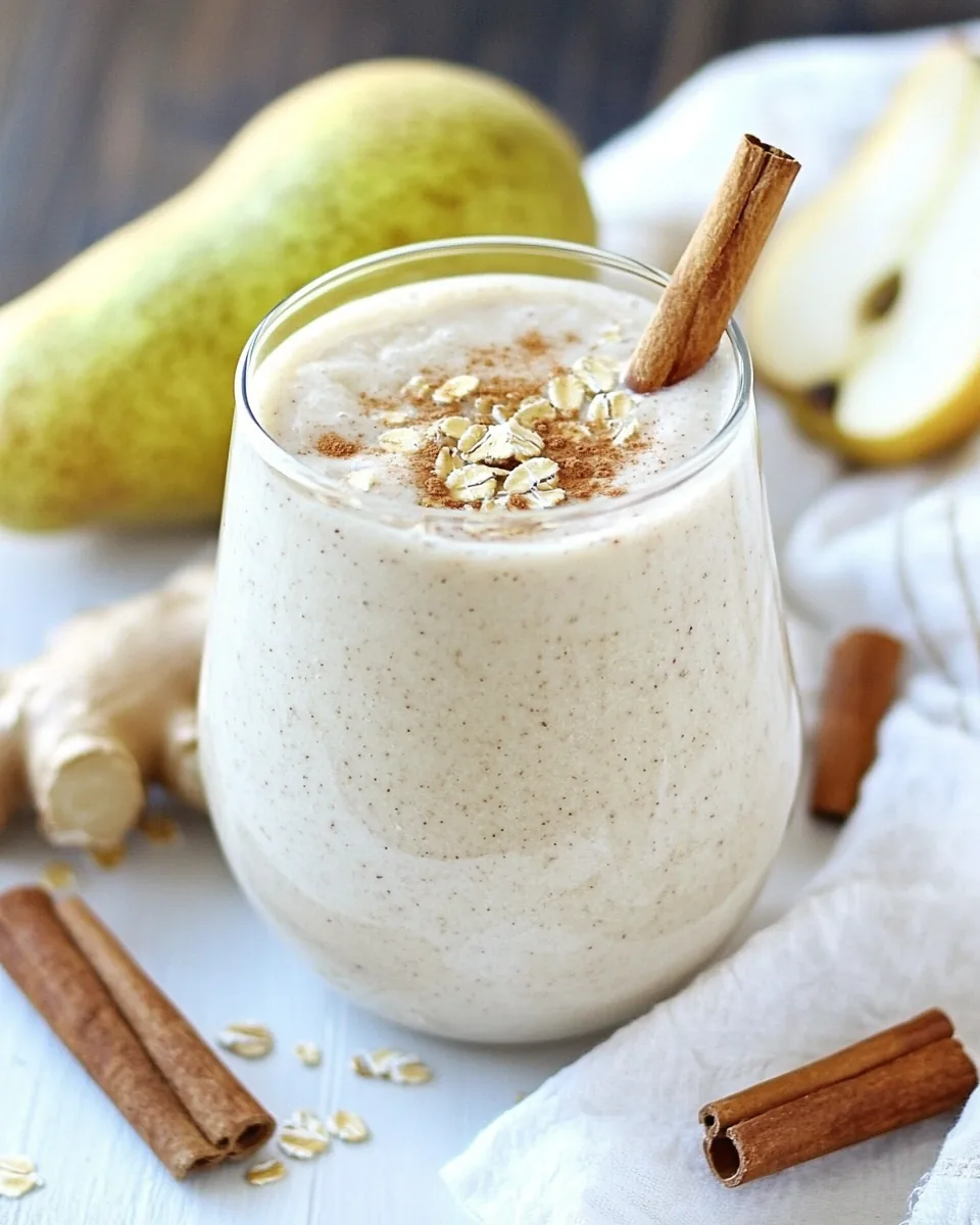 Pear Ginger Cinnamon Oat Smoothie