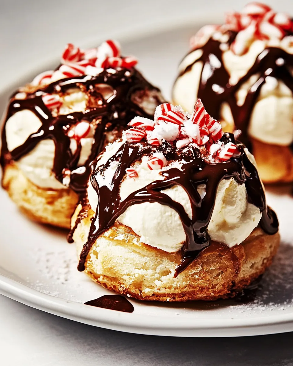 Peppermint Bark Cream Puffs