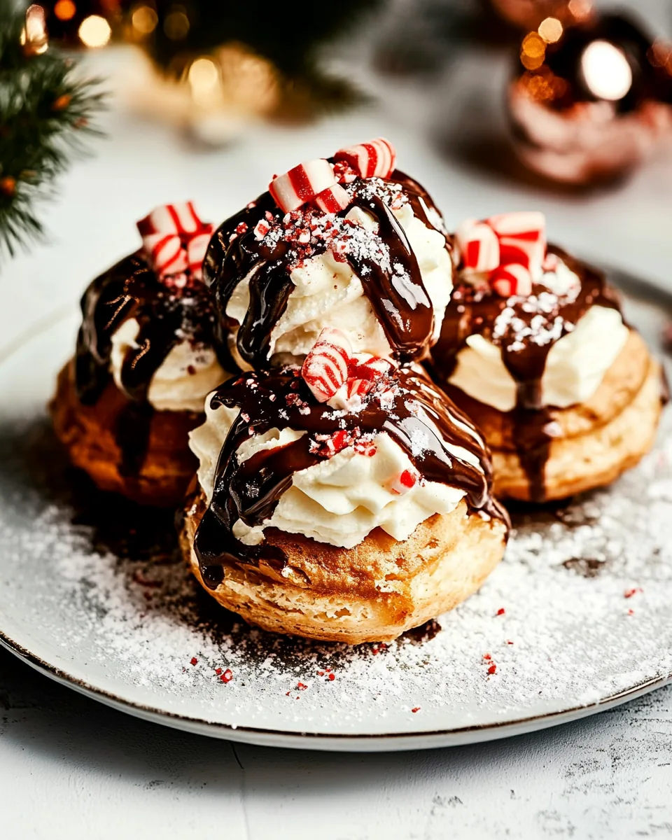 Peppermint Bark Cream Puffs
