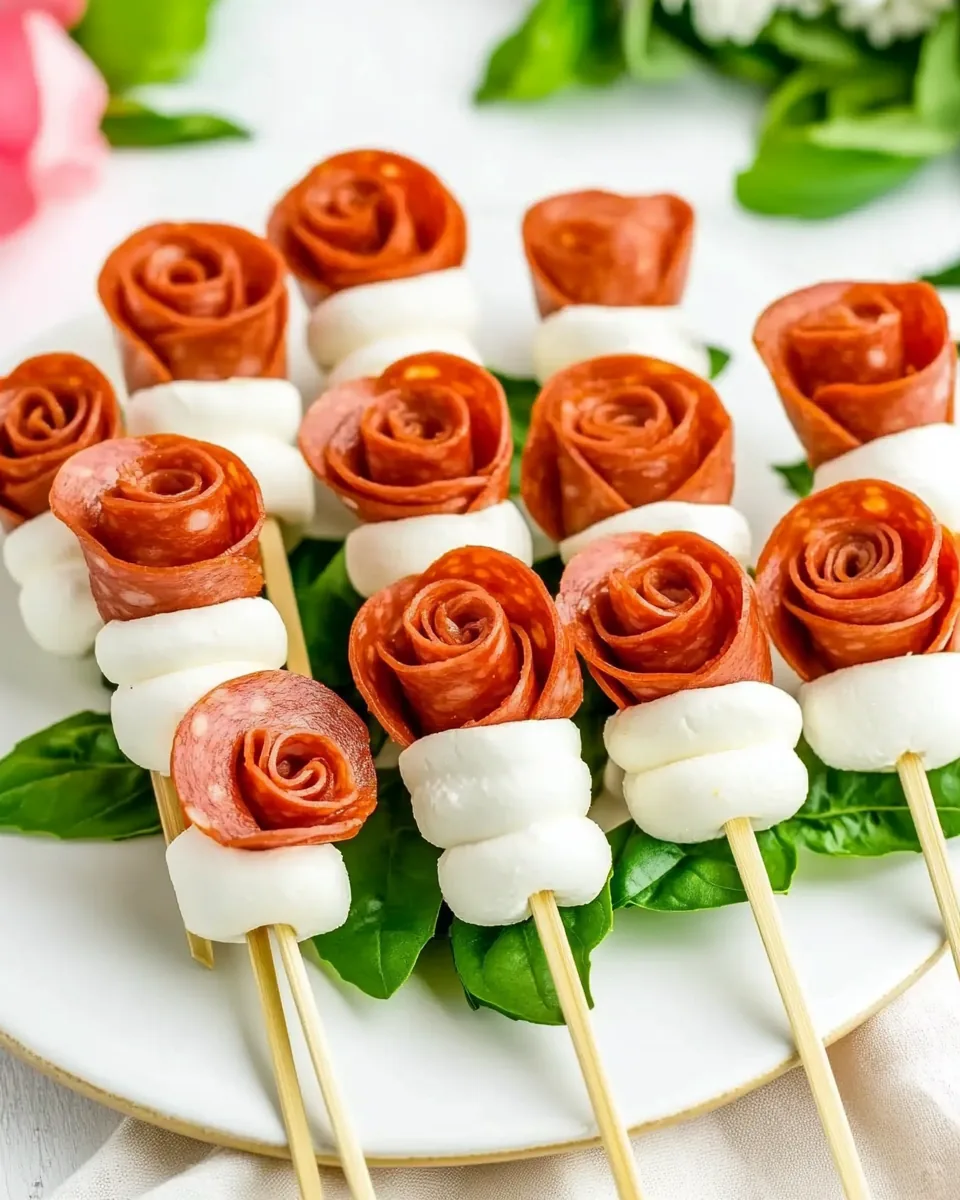Pepperoni Rose Skewers