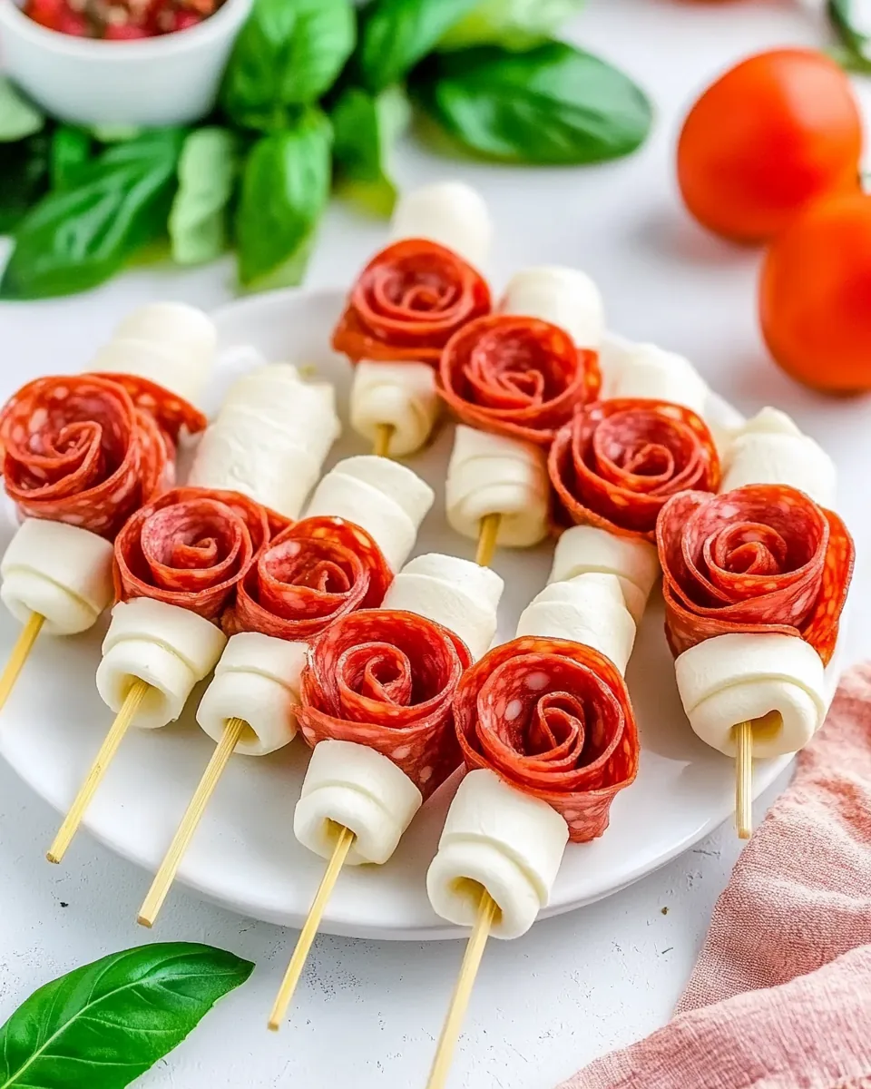 Pepperoni Rose Skewers