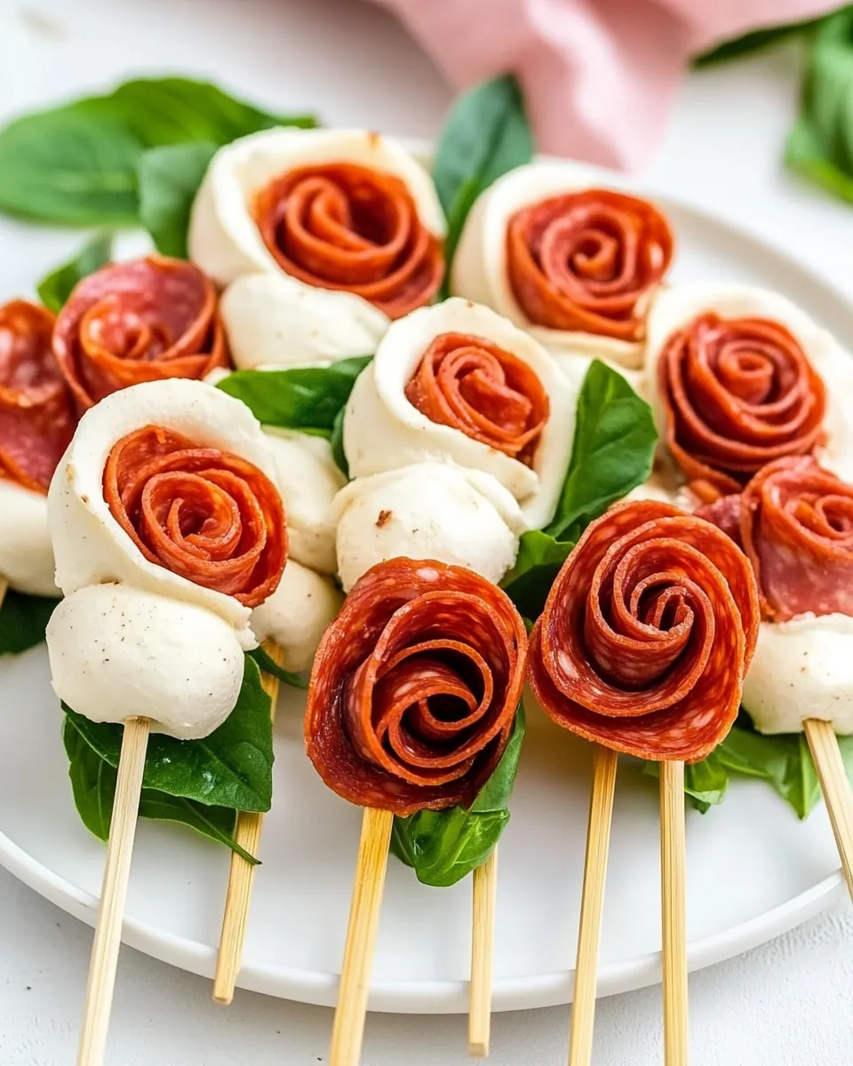 Pepperoni Rose Skewers