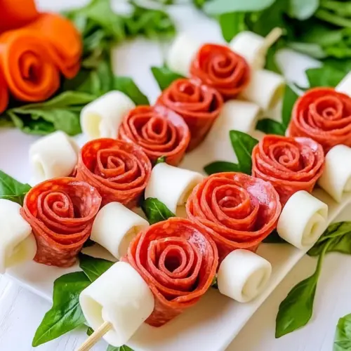Pepperoni Rose Skewers