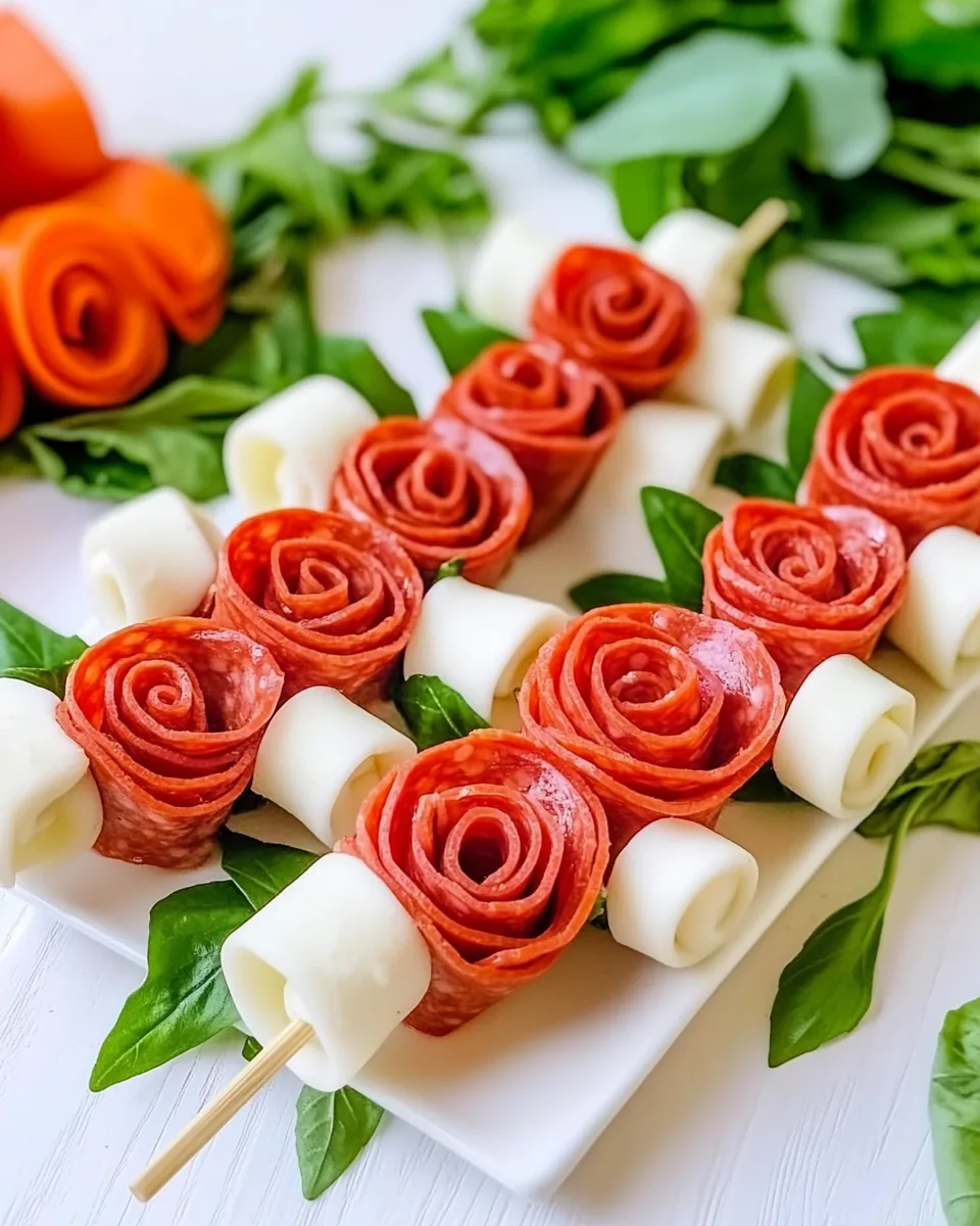 Pepperoni Rose Skewers
