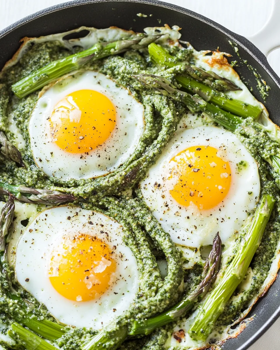 Pesto Asparagus Egg Skillet