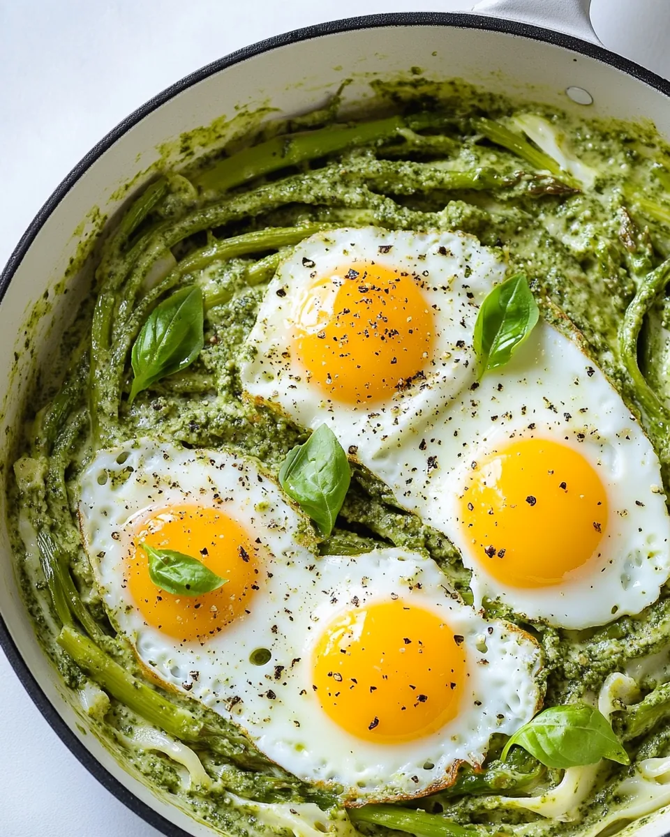 Pesto Asparagus Egg Skillet