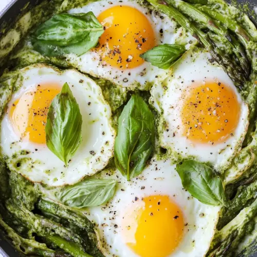Pesto Asparagus Egg Skillet