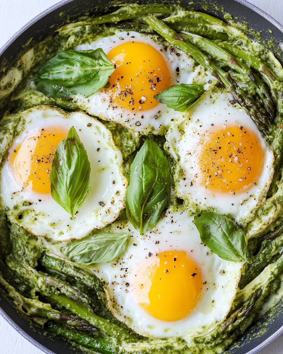 Pesto Asparagus Egg Skillet