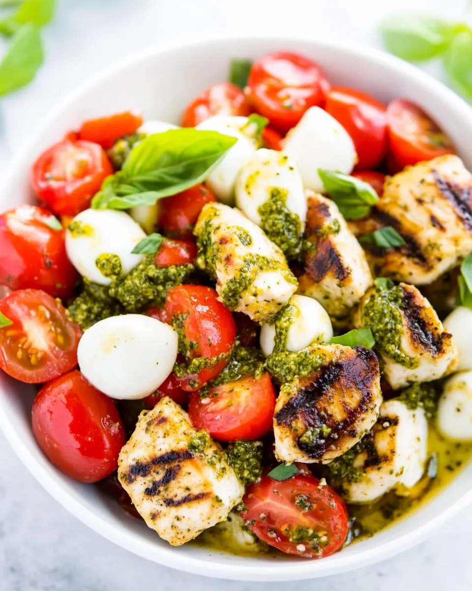 Pesto Chicken Caprese Salad