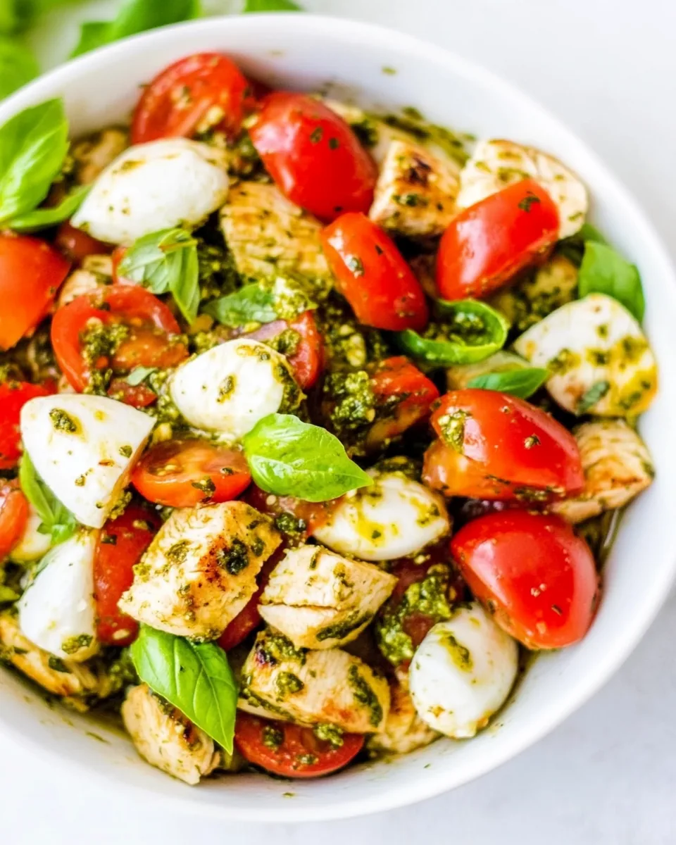 Pesto Chicken Caprese Salad
