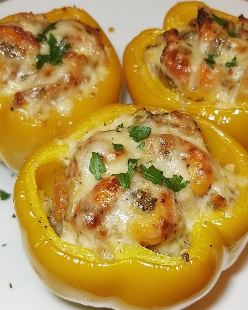 Prawns Stuffed Yellow Bell Peppers