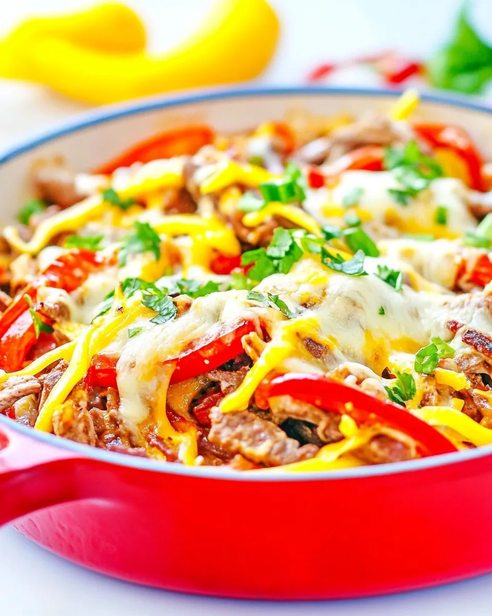 Quick and Easy Chicken Cheesesteak Skillet