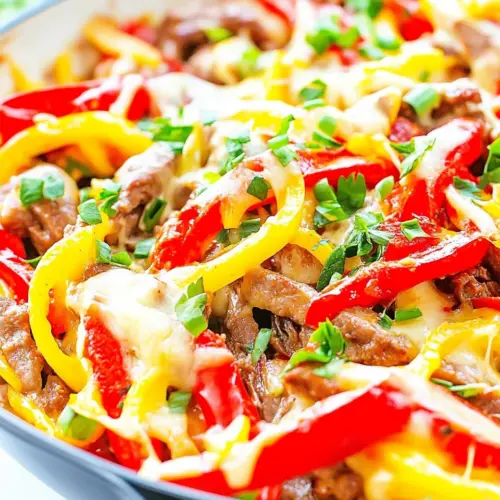 Quick and Easy Chicken Cheesesteak Skillet