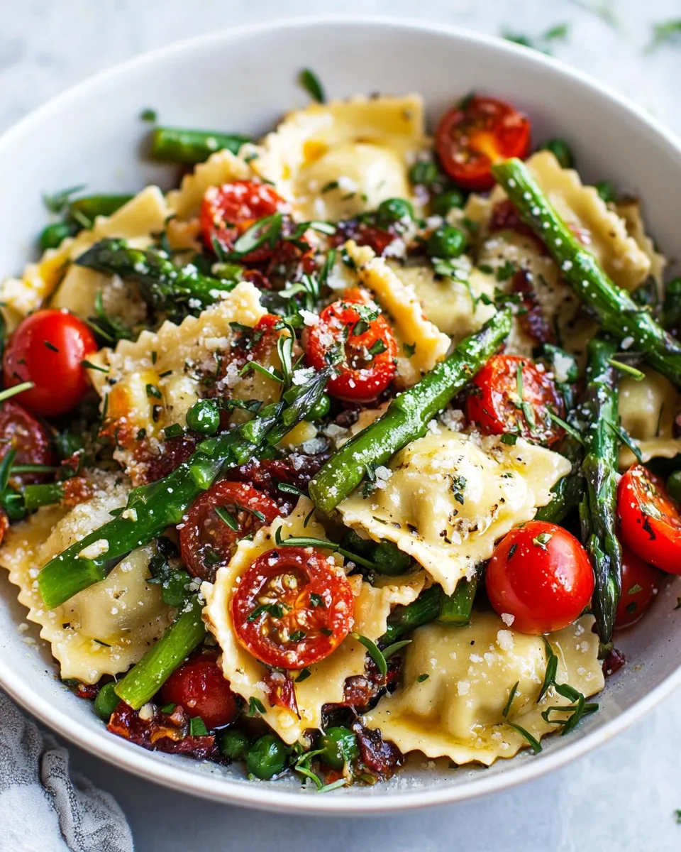 Ravioli with Tomatoes Asparagus Garlic Herbs