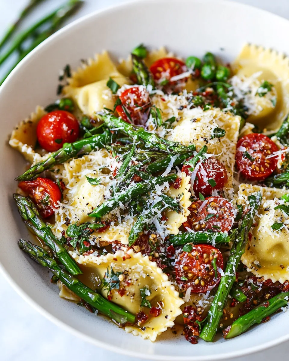 Ravioli with Tomatoes Asparagus Garlic Herbs