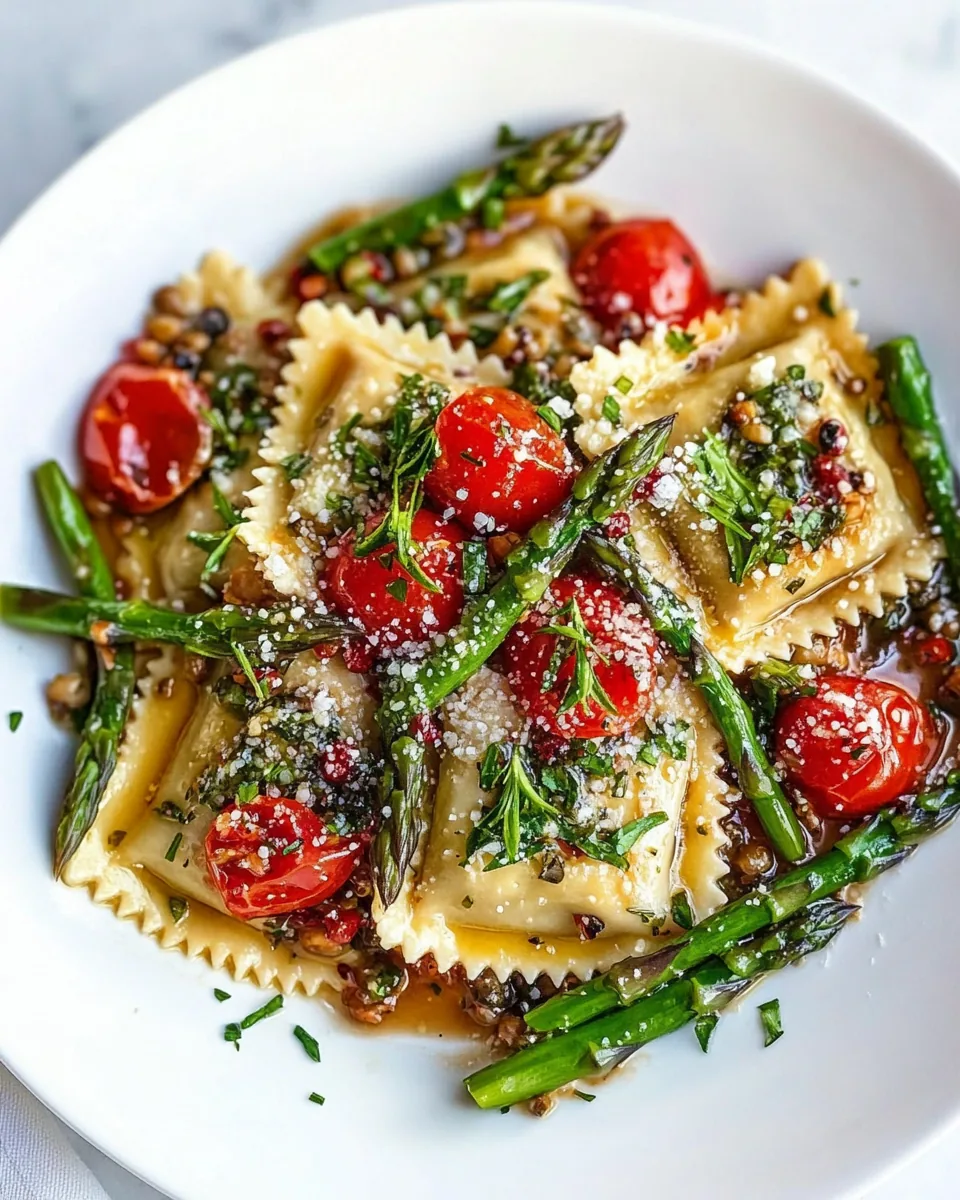 Ravioli with Tomatoes Asparagus Garlic Herbs