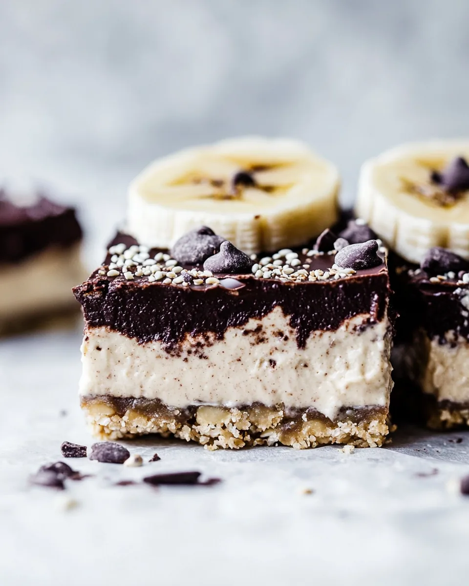 Raw Chocolate Banana Cashew Cream Pie Bars