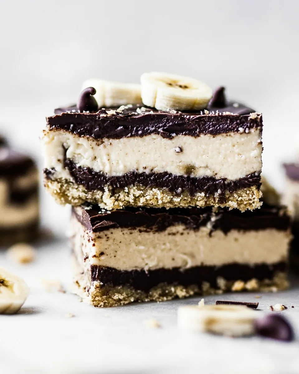 Raw Chocolate Banana Cashew Cream Pie Bars