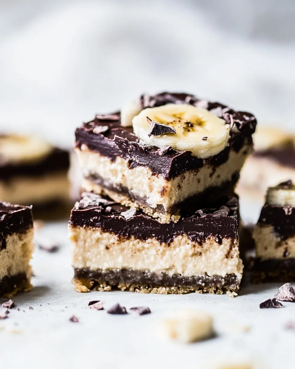 Raw Chocolate Banana Cashew Cream Pie Bars