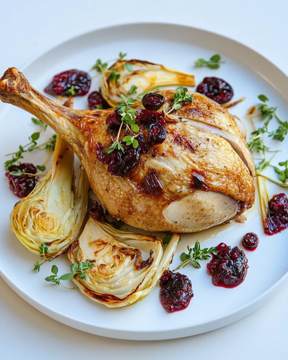 Roasted Duck Legs Roasted Napa Cabbage Cranberry Jam