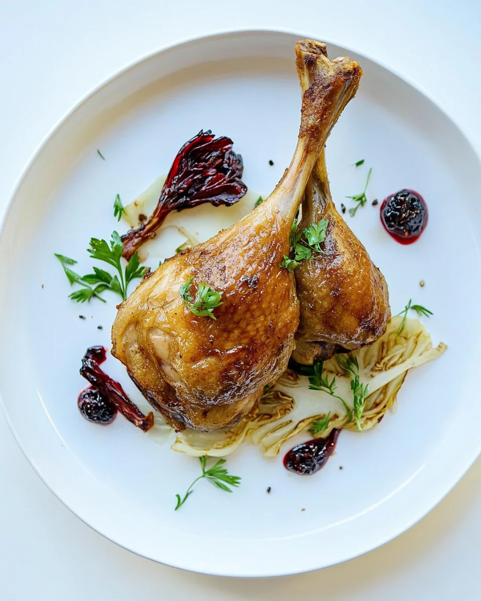 Roasted Duck Legs Roasted Napa Cabbage Cranberry Jam