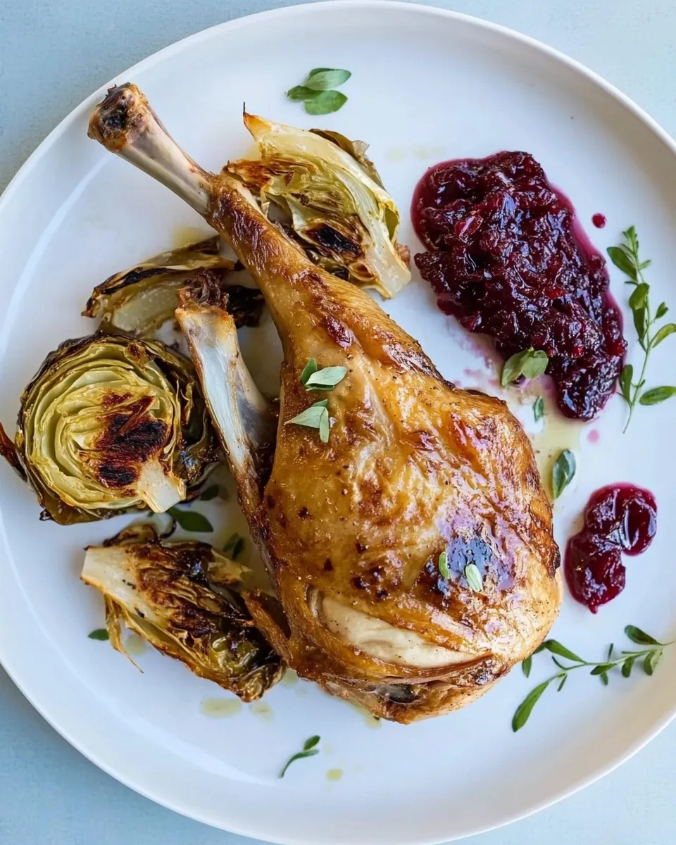 Roasted Duck Legs Roasted Napa Cabbage Cranberry Jam