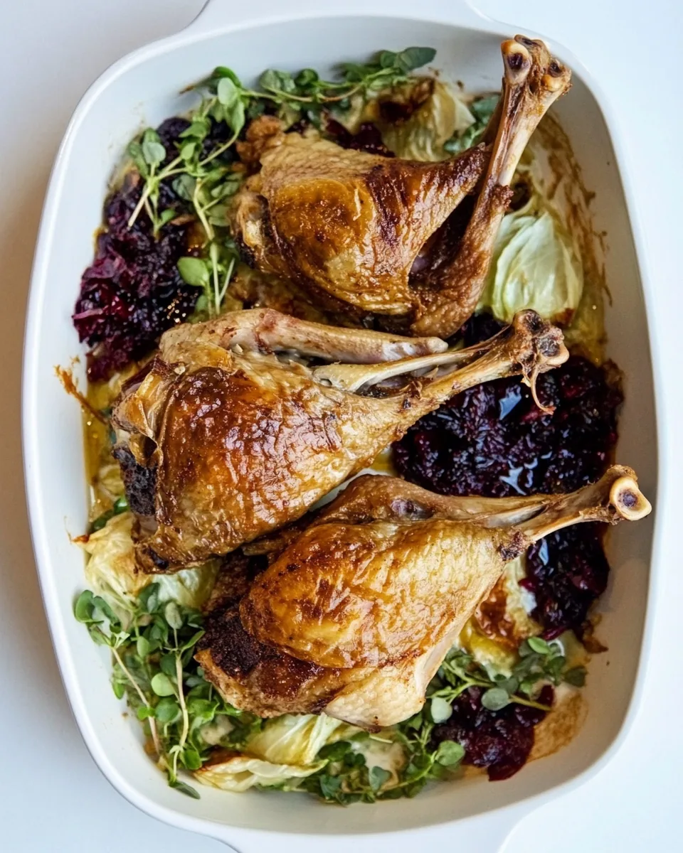 Roasted Duck Legs Roasted Napa Cabbage Cranberry Jam