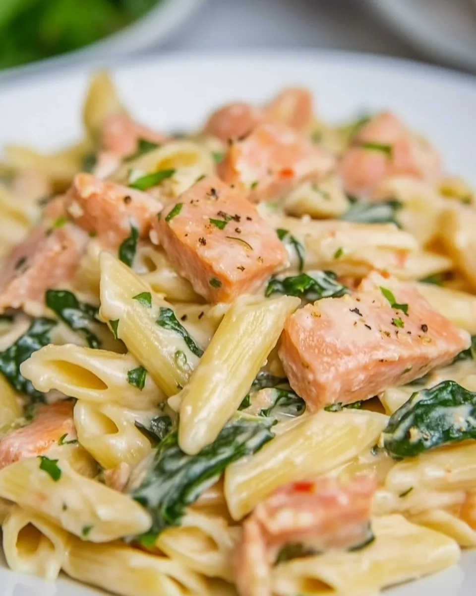 Salmon Pasta with Spinach