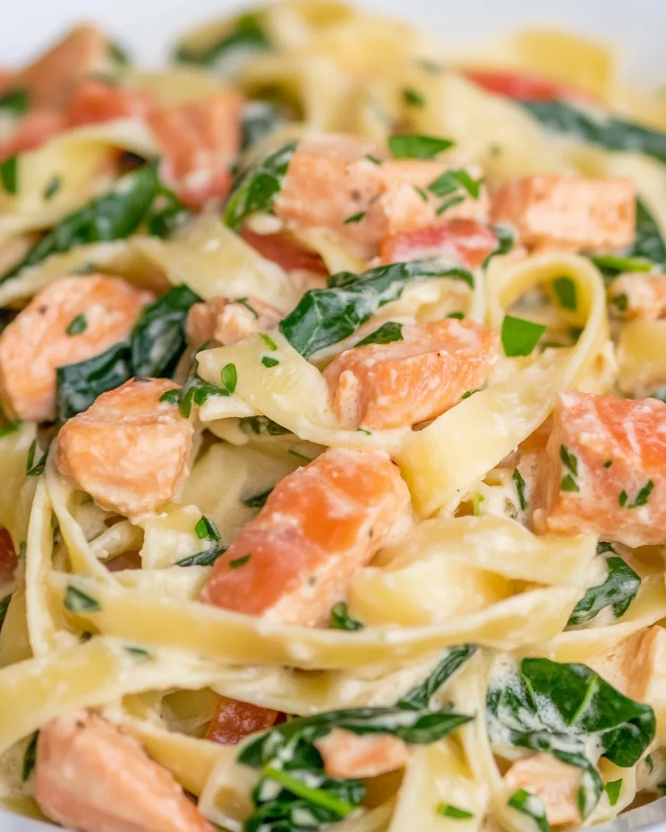 Salmon Pasta with Spinach