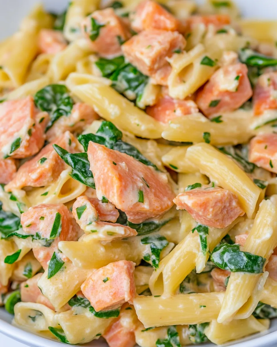 Salmon Pasta with Spinach