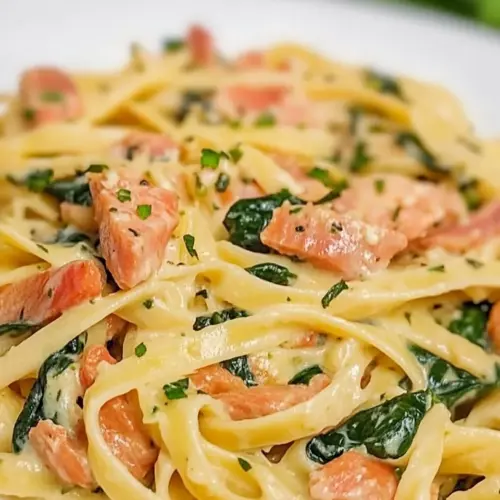 Salmon Pasta with Spinach