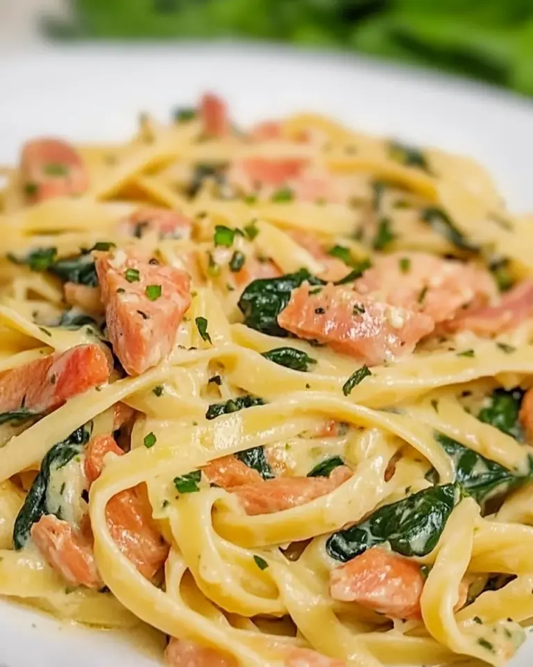 Salmon Pasta with Spinach