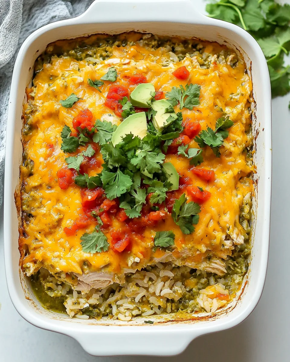 Salsa Verde Chicken and Rice Casserole