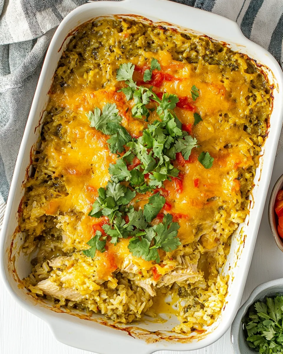 Salsa Verde Chicken and Rice Casserole