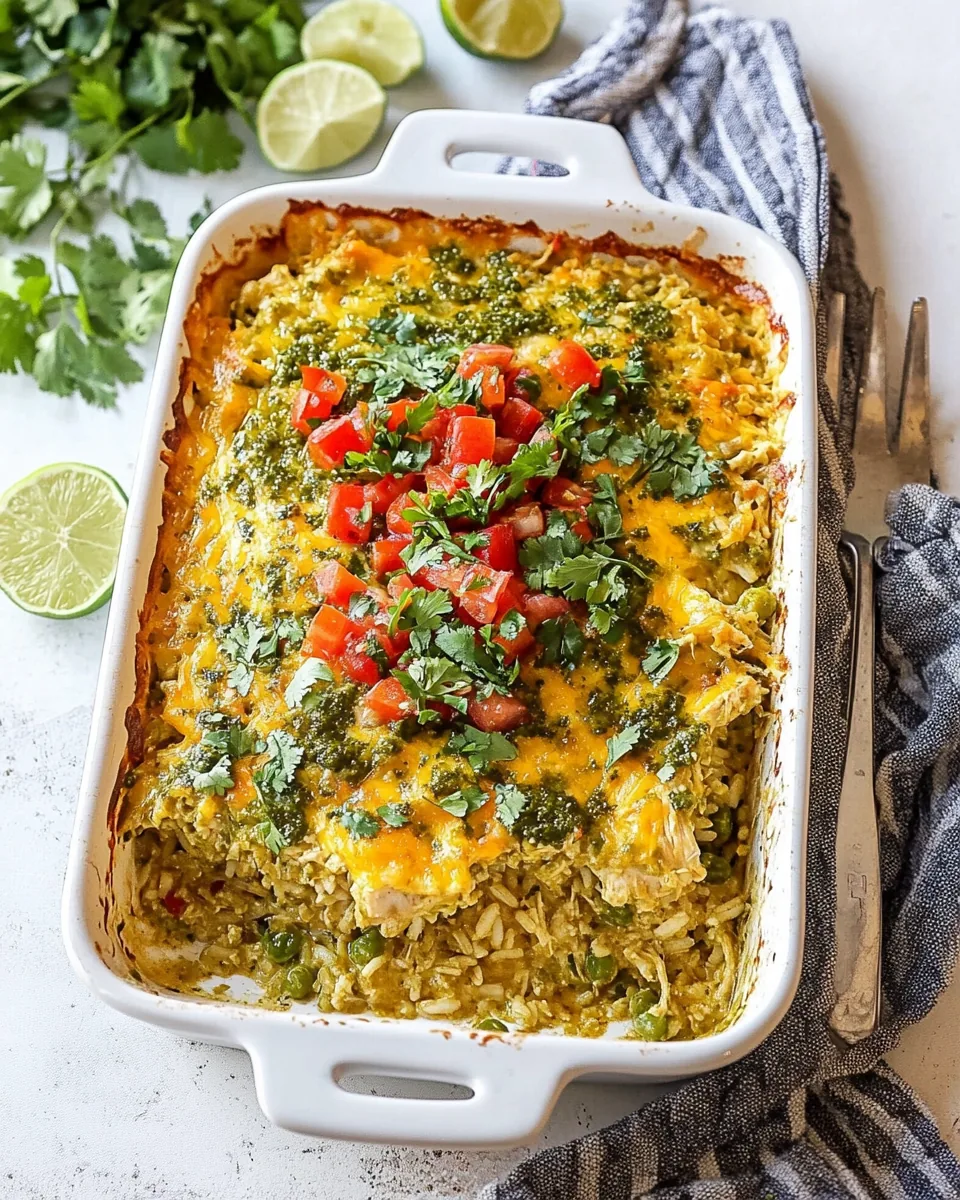Salsa Verde Chicken and Rice Casserole