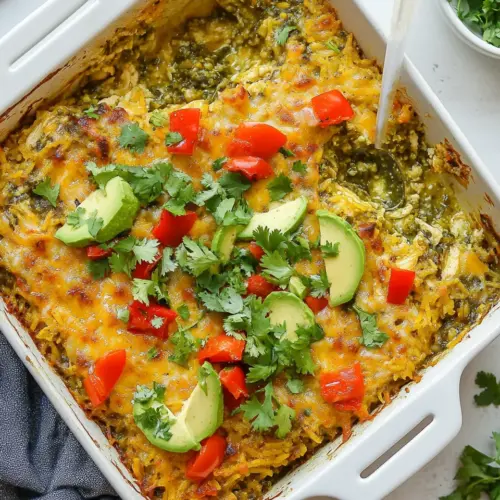 Salsa Verde Chicken and Rice Casserole